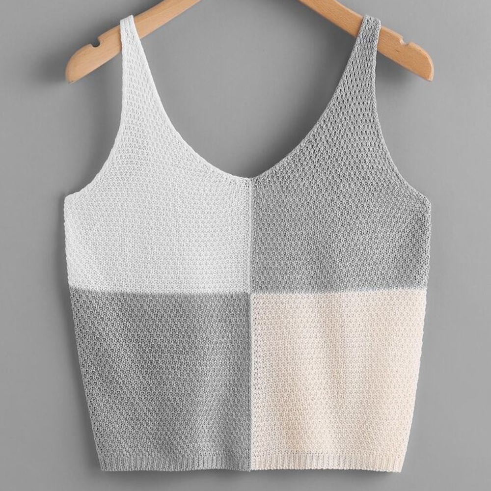 NEW Colorblock Cropped Sweater Tank Size Small